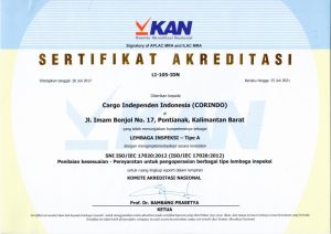 Akreditasi Cargo Independen Indonesia (CORINDO) sebagai lembaga inspeksi yang mengimplementasikan standar SNI ISO/IEC 17020:2012